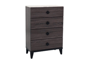 English Elm Modern Chest of Drawers with Faux Marble Top and Black Square Hardware - 4-Drawer Storage Accent Piece Gray,Grey 35 L x 19 W x 43 H B011P395418