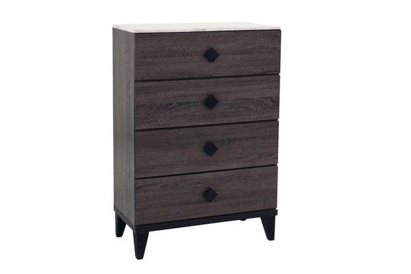 English Elm Modern Chest of Drawers with Faux Marble Top and Black Square Hardware - 4-Drawer Storage Accent Piece Gray,Grey 35 L x 19 W x 43 H B011P395418