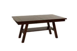 English Elm Dining Rectangle Table with Open Shelf Solid Rubberwood Finish 66" x 40" Contemporary Dining Room Centerpiece Walnut 70 L x 45 W x 7 H B011P192196
