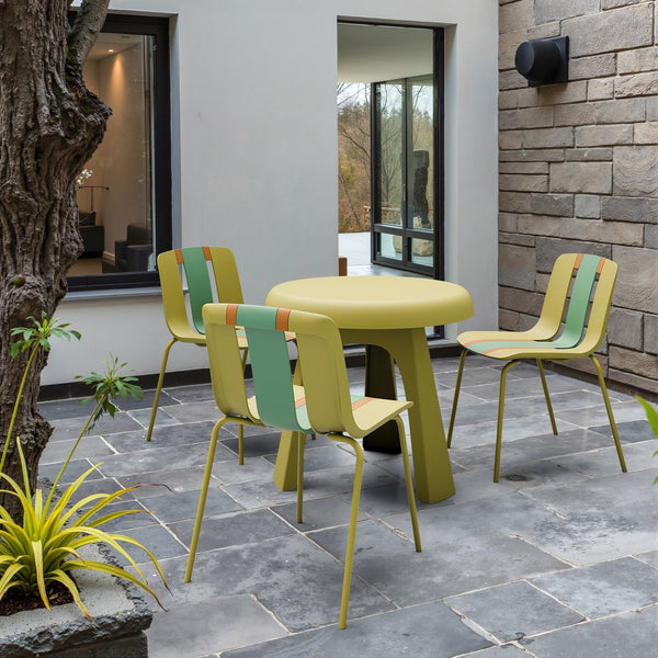 English Elm Holiday Stackable Polypropylene Side Chair Set of Four for Indoor Outdoor Dining Grain Yellow,Haze Green,Tropical Orange W3450P447384