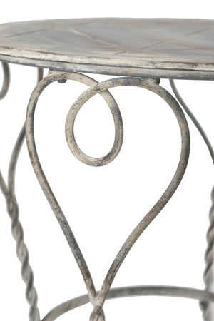 English Elm 26x26x30" Iron Round Side Table Twisted Legs Vintage Silver Shabby Chic Shelf W2078P452864