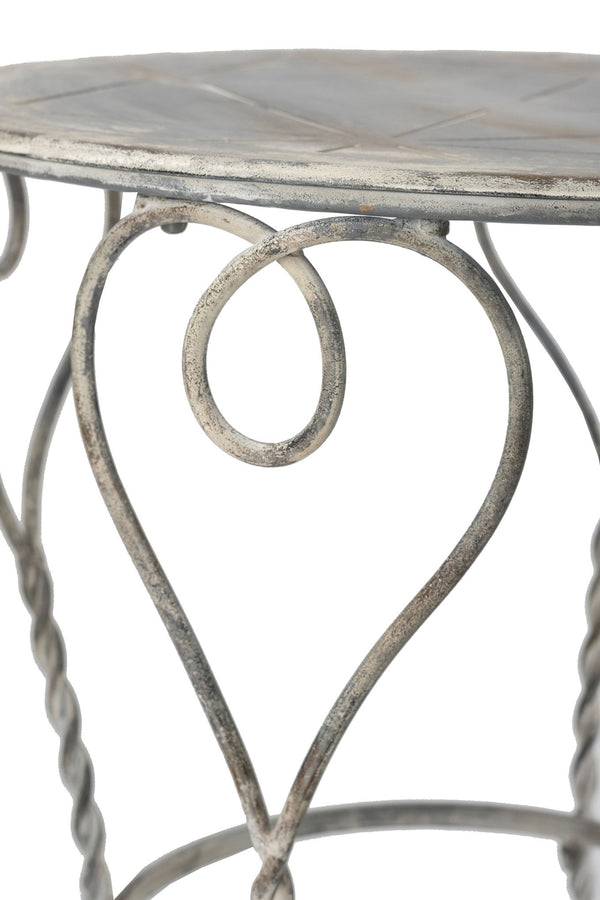 English Elm 26x26x30" Iron Round Side Table Twisted Legs Vintage Silver Shabby Chic Shelf W2078P452864