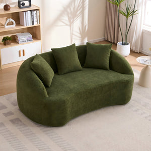English Elm Ly-049s Curved Chenille Loveseat with Boneless Frame for Modern Living Spaces Green W2231P402441