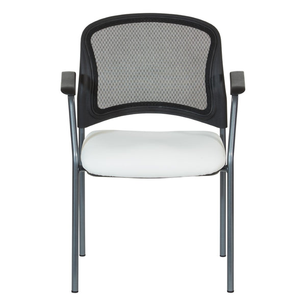 OSP Home Furnishings Progrid Mesh Back Stackable Chair with Titanium Frame for Conference Rooms Snow 86710R-R101