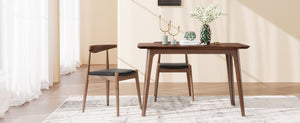 English Elm [video] Rubberwood Dining Chairs Set of 2 Faux Leather Ergonomic Retro Splayed Leg Design Walnut+Black N759P386879B