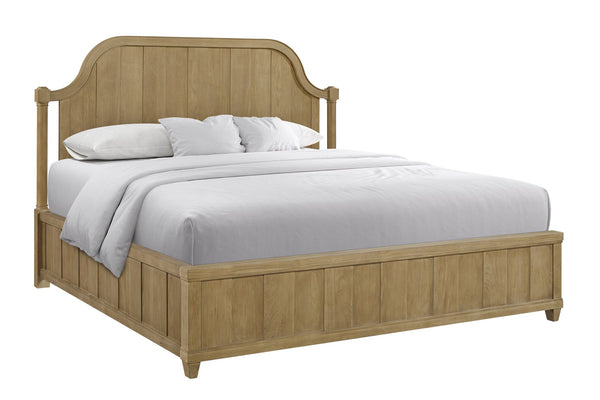 English Elm Queen Upholstered Headboard Bed Walnut Veneer Frame Transitional Bedroom Furniture Tan B2699S00115
