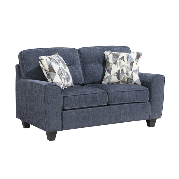English Elm Durable Chenille Upholstered Loveseat with Pocket Coil Support and Contemporary Style Blue B011P474322