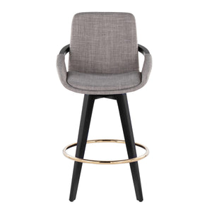 English Elm Fixed-height Swivel Counter Stools with Faux Leather Seats and Chrome Footrest Set of 2 B202S01805