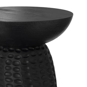 English Elm Boyd Hand-carved Solid Mango Wood Accent Table with White Finish for Modern Living Black B136P414667
