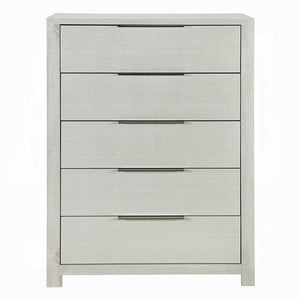 English Elm Modern Five-Drawer Storage Chest with Full-Extension Dovetail Drawers and Sleek Metal Handles, 38W Beige 41 L x 19 W x 59 H B2741P405640