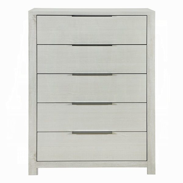 English Elm Modern Five-Drawer Storage Chest with Full-Extension Dovetail Drawers and Sleek Metal Handles, 38W Beige 41 L x 19 W x 59 H B2741P405640