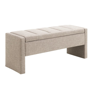 English Elm Modern Linen Upholstered Storage Bench with Hydraulic Lift for Bedroom or Living Room W2671P222546