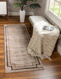 Unique Loom Oasis Fountain Machine Made Border Rug Brown, Beige/Light Brown/Ivory 2' 0" x 12' 0"