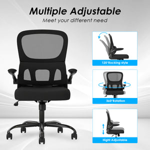 English Elm Office Mesh Ergonomic Chair with Tailored Lumbar Support, Flip Armrests, Breathable Mesh, 350lb Capacity, Adjustable Tilt and Height Black T3623P380856