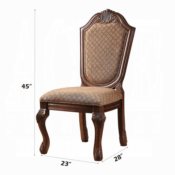 English Elm Chateau Upholstered De Ville Side Chair Set of 2 – Cherry Wood Trim, Padded Fabric Seats, Elegant Arched Back B2726P282913