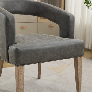 English Elm 25.79" Wide Modern Barrel Accent Chair - Gray Pu Upholstered With Weathered Wood Legs For Any Space W3118P254207