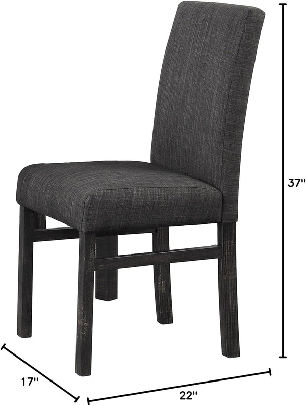 English Elm Transitional Linen-Blend Upholstered Dining Chairs Set of 2 — Sleek Engineered Wood Frame, Comfort Seat Design Charcoal 38 L x 18 W x 13 H B011P362581