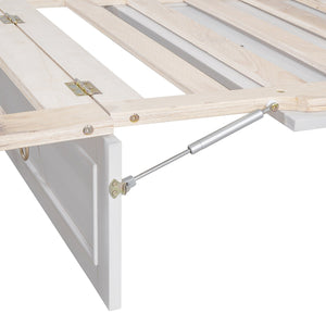 English Elm Queen Murphy Wall Bed with Rattan Panel Cabinet and Storage Drawers for Studio Rooms White LP000676AAK