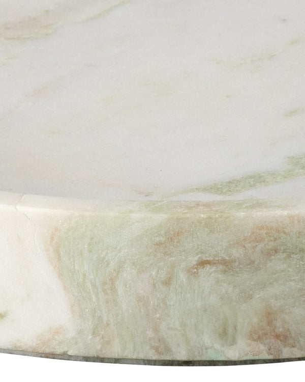 Currey & Company Bilbao Onyx Tray - Exquisite Natural Stone With Pastel Veining, Elegant Design For Home Decor White Aravali Onyx 1200-1035-currey-company