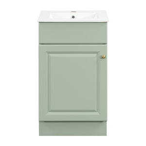 English Elm [video] Compact Sage Green Bathroom Vanity with Ceramic Sink Soft Close Cabinet N759P237932G