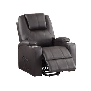 English Elm Brown Power Lift Recliner with Pocket Coil Seat, Leather Aire, Dual Cup Holders, Lift Assist Comfort B062P215439