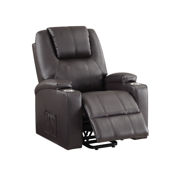 English Elm Brown Power Lift Recliner with Pocket Coil Seat, Leather Aire, Dual Cup Holders, Lift Assist Comfort B062P215439