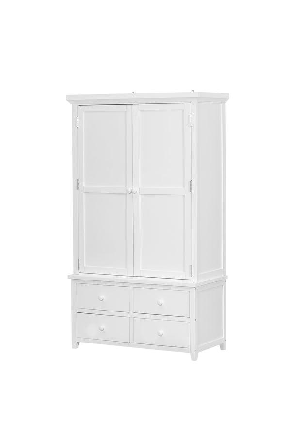 English Elm Topmax Freestanding Pine Wood Kitchen Pantry Cabinet with Wine Rack White SP000070AAK