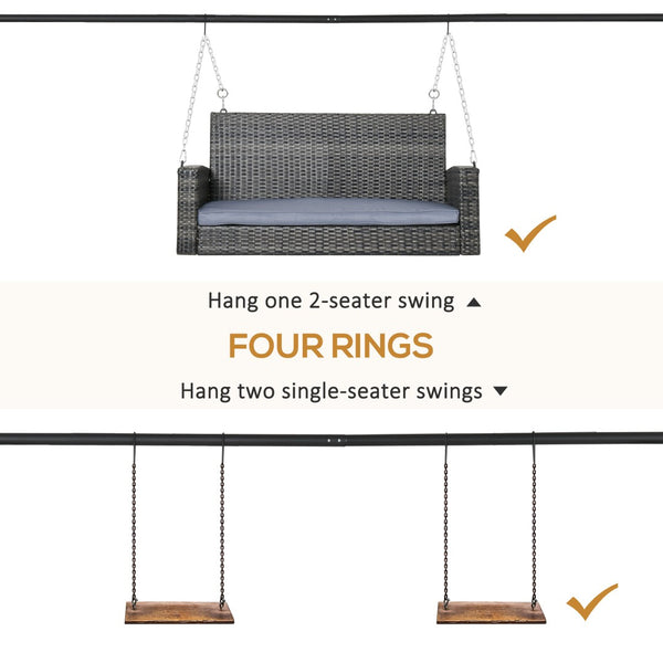 English Elm Outsunny Metal Porch Swing Stand - Heavy-Duty A-Frame With 528 Lbs Capacity For Outdoor Comfort W2225P174125-GIGA