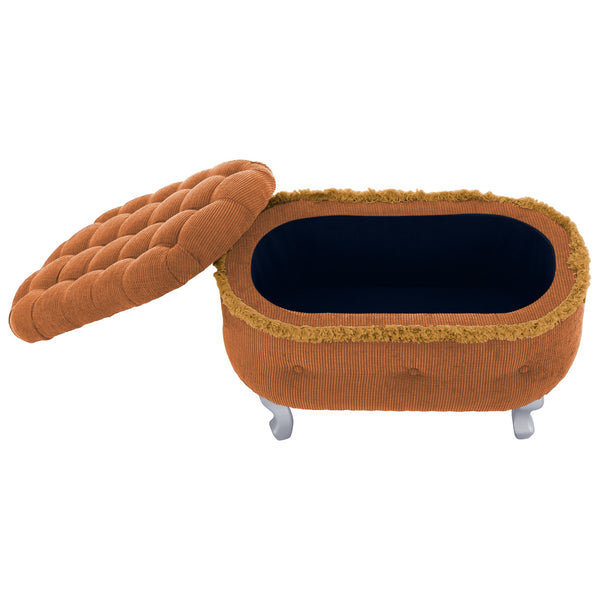 English Elm Christopher Knight Home® - 29.5'' Storage Bench with Button-Tufted Fabric, Tassel-Trim Ottoman with Hidden Compartment for Bedroom Orange 30.25 L x 18.5 W x 14 H N761P335817G