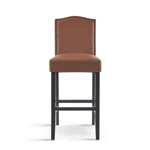 English Elm Barstools Set of 2 Pu Leather Seating Rubberwood Legs for Kitchen Island or Home Bar N779P254675L