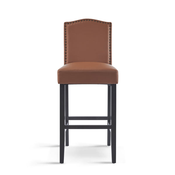 English Elm Barstools Set of 2 Pu Leather Seating Rubberwood Legs for Kitchen Island or Home Bar N779P254675L