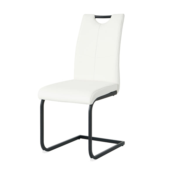 English Elm Modern White Pu Leather Dining Chairs with Black Metal Legs Ergonomic Set of 2 White Pu W210P199101