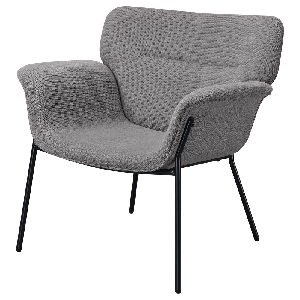 English Elm Davina Ash Grey Upholstered Chair with Flared Arms, Plush Seat & Metal Legs for Modern Minimalist Homes B062P344977