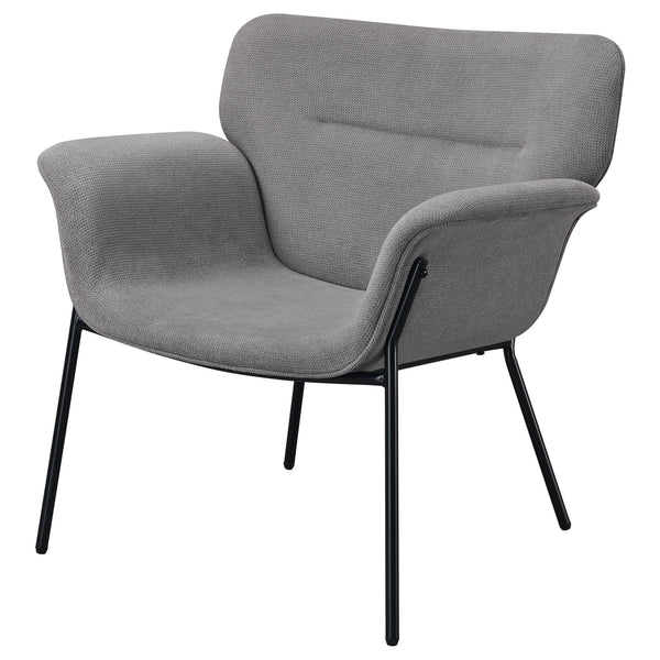 English Elm Davina Ash Grey Upholstered Chair with Flared Arms, Plush Seat & Metal Legs for Modern Minimalist Homes B062P344977