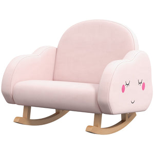 English Elm Qaba Cloud-Shaped Rocking Chair For Kids - Plush Velvet Armchair With Safety Features For Ages 1.5-5 W2225P229397-GIGA