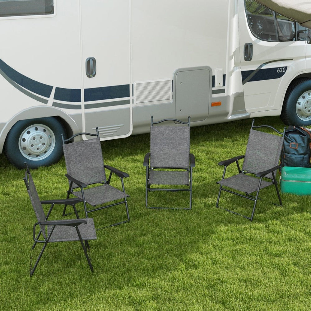 English Elm Outsunny Folding Sports Chairs Set Of 4 - Lightweight, Breathable Mesh, Portable For Outdoor Relaxation W2225P174101-GIGA