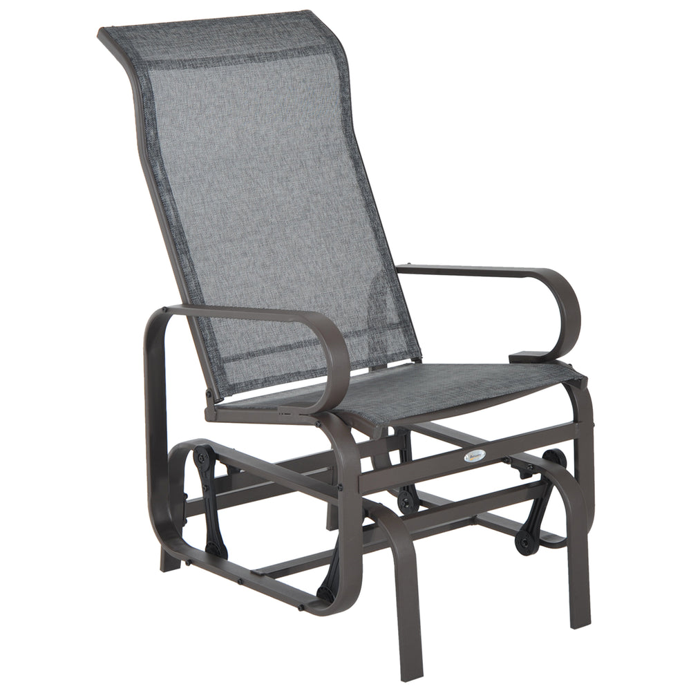 English Elm Gliding Outdoor Rocking Lounge Chair with Breathable Sling Mesh and Ergonomic Neck Support T3971P384083