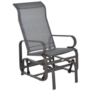 English Elm Gliding Outdoor Rocking Lounge Chair with Breathable Sling Mesh and Ergonomic Neck Support T3971P384083