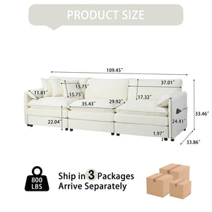 English Elm Oversized Cloud Couch Sectional Sofa - Modular Chenille 3-Seater With Pillows For Stylish Relaxation W3163S00016-GIGA