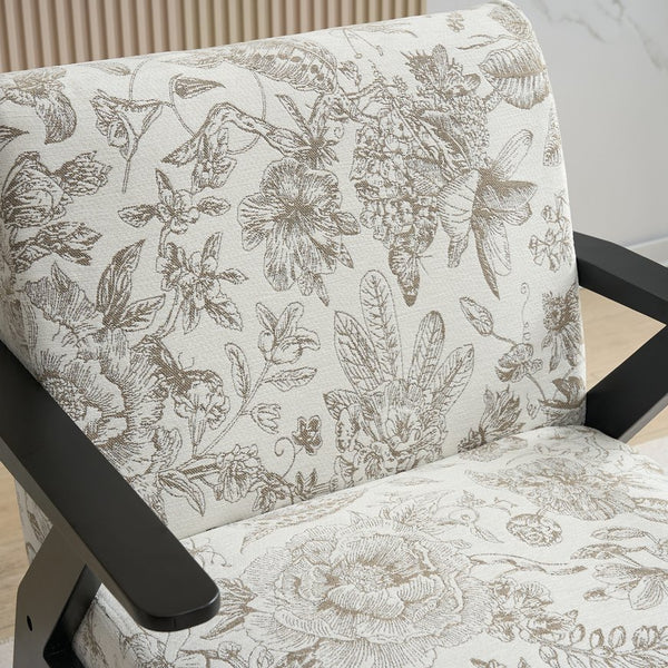 English Elm Mid-Century Lounge Armchair with Cushion, Beige+Grey Polyester, Ergonomic Design, 350lbs Capacity W2989P339876