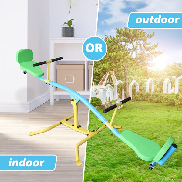 English Elm Children's 360 Rotating Seesaw Steel Frame Dual Seat Backrest Ride on Indoor Outdoor Play W1408P331589
