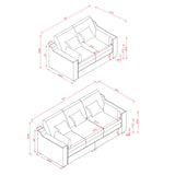 English Elm 2 Pieces Sofa Couch 3-Seater and Loveseat With Pillows Polyester Upholstered Duck Down Filled Cushion Sofa Set For Living Room Apartment,Grey