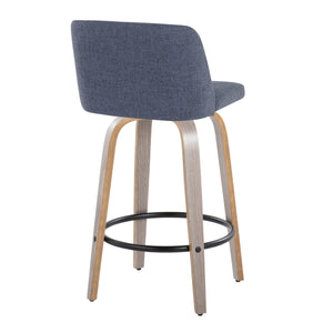 English Elm Mid-century Modern Walnut Bentwood Counter Stools with Upholstered Seats Set of 2 B202S00397