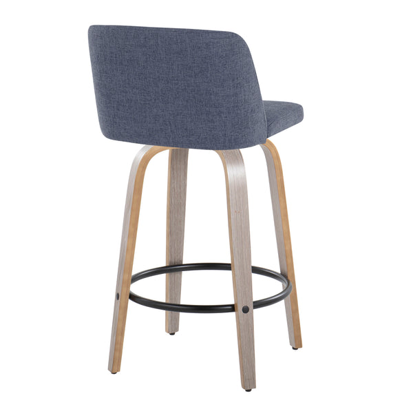 English Elm Mid-century Modern Walnut Bentwood Counter Stools with Upholstered Seats Set of 2 B202S00397