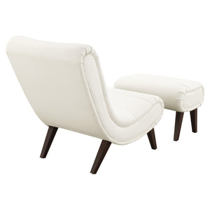 OSP Home Furnishings Hawkins Lounger with Ottoman White