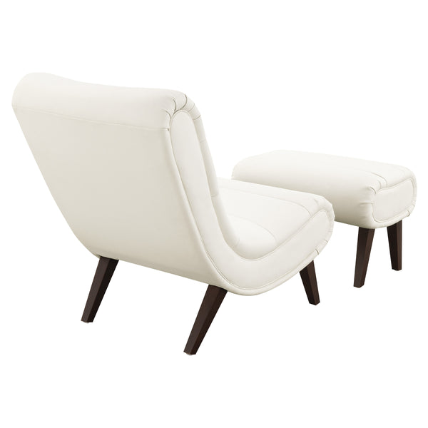 OSP Home Furnishings Hawkins Lounger with Ottoman White
