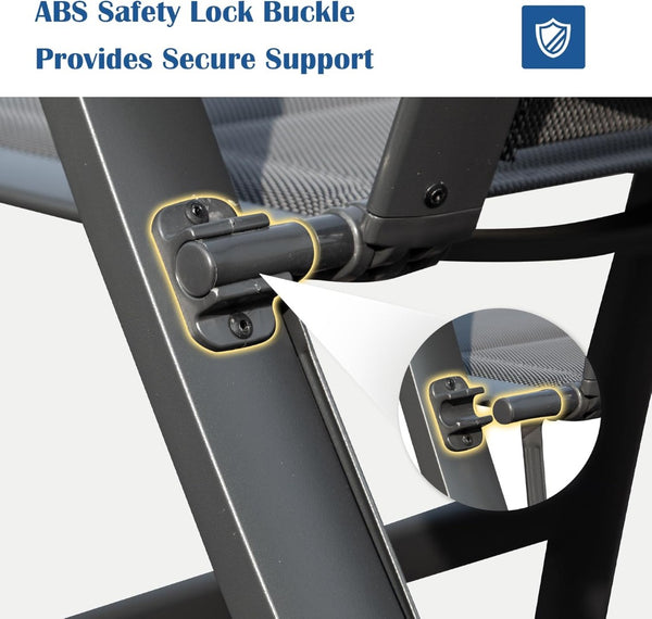 English Elm Patio Folding Chairs Set Of 2 - Lightweight, Ergonomic, Padded Textilene For Ultimate Outdoor Comfort W1859P321619-GIGA