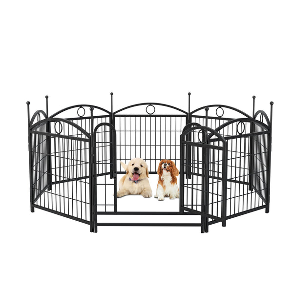 English Elm Dog Playpen 8 Panel Heavy Duty Iron Pet Enclosure Foldable Indoor Outdoor Exercise Pen Black W368P233996