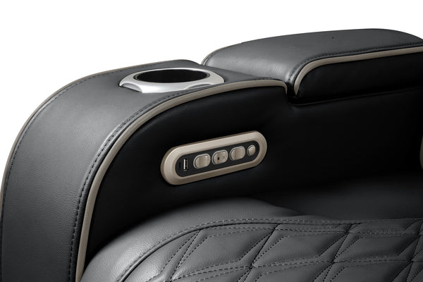 English Elm Fortuner Faux Leather Recliner Sofa with LED Lighting, Massage, Power Recline & Wireless Charging G150109097