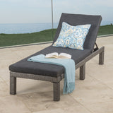 Christopher Knight Home® Puerta Outdoor Mixed Black Wicker Chaise Lounge With Dark Grey Water Resistant Cushion